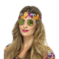 Óculos hippie amarelos com efeito espelhado