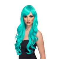 Cabeleira com cabelo comprido azul claro