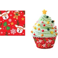 Cápsulas para cupcakes de 5 cm com renas - 50 unidades
