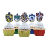 Palitos para cupcake com escudo de Hogwarts - 15 unidades