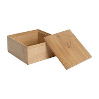 Caixa quadrada de bambu para discos de algodão com tampa