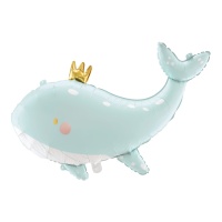 Balão de baleia com coroa 93x60 cm - PartyDeco