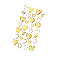 Autocolantes 3D dourados em forma de coração - 30 peças