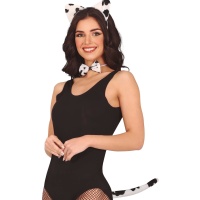 Conjunto de dálmata com tiara, gravata borboleta e cauda