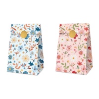 Saco de oferta de papel floral 20,5 x 11,5 x 7,5 cm - 4 unid.