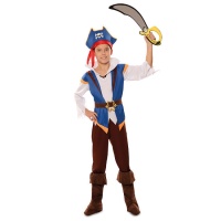 Fato de pirata aventureiro azul para rapaz