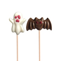 Chupa-chupa de chocolate com morcego e fantasma 25 gr - 1 unidade