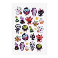 Autocolantes Halloween figuras assustadoras em relevo - 1 folha
