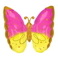 Balão borboleta rosa e amarelo 63 x 63 cm - Anagrama