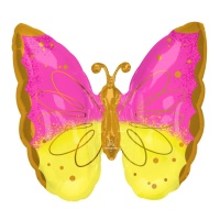 Balão borboleta cor-de-rosa e amarelo 63 x 63 cm - Anagrama