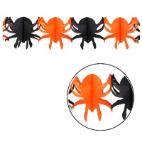 Grinalda de aranhas cor-de-laranja e pretas - 3,00 m