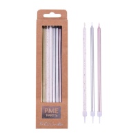 Velas metálicas combinadas com 18 cm de comprimento - PME - 16 unidades