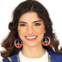 Brincos com símbolo de paz multicolorido - 1 par