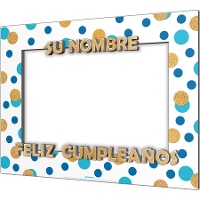 Moldura para photocall de bolinhas douradas e azul