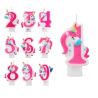 Vela numérica de unicórnio 8,5 cm - 1 peça