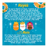 Cartão para o roscón de reyes azul em espanhol e catalão - Dekora - 100 unidades