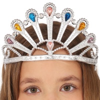 Tiara de princesa com pedras multicoloridas