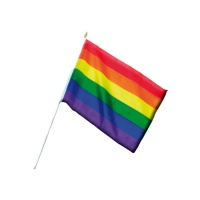 Bandeira arco-íris de 20 x 15 cm com bastão