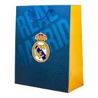 Saco de presente de 40 x 30 x 12 cm do Real Madrid azul e amarelo