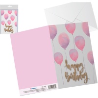 Cartão de aniversário Feliz aniversário balões cor-de-rosa