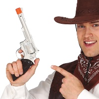 Pistola de cowboy prateada - 29 cm