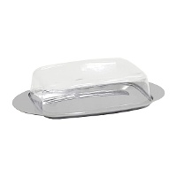 Manteigueira transparente em aço inox