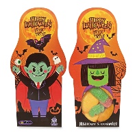 Bolsa com silhueta de vampiro e bruxa de Halloween com nuvens e gomas sortidas de 48 gr