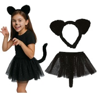Conjunto de gatinha com tutu, tiara e cauda