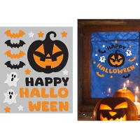 Decoração adesiva em gel para janela com abóboras Happy Halloween
