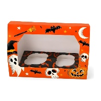 Caixa laranja para 2 cupcakes de Halloween - Azucren