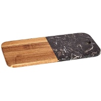 Tábua de cortar 38 x 18 cm madeira e mármore - 1 peça