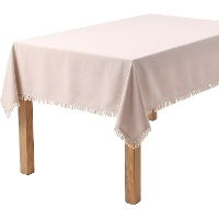 Toalha de mesa 2,50 x 1,40 m tecido natural com franjas