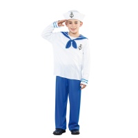 Disfarce de Marinheiro branco e azul para menino