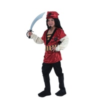 Fato de Pirata vermelho com caveira para criança