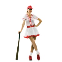 Fato de jogador de basebol vermelho para mulher