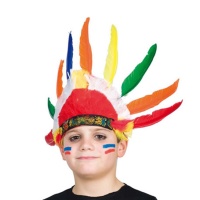 Chapéu de penas Indio multicoloridas