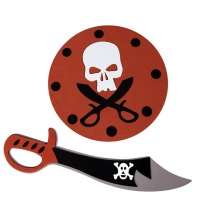 Escudo e espada de pirata em borracha eva