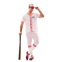 Fato de jogador de basebol vermelho para homem