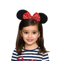 Bandolete para criança com orelhas de rato e laço vermelho