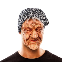 Máscara de mulher idosa com lenço