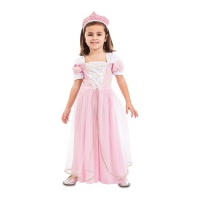 Fato de princesa cor-de-rosa com coroa para bebé