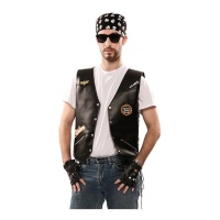 Fato de motard com bandana e luvas para adultos