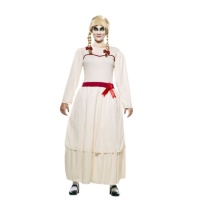 Fato de boneca diabólica com vestido branco para mulher
