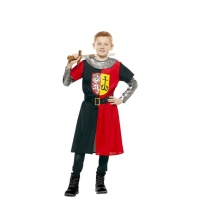 Fato de cavaleiro medieval vermelho e preto para crianças