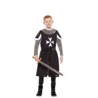 Fato de cavaleiro negro medieval para criança