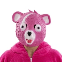 Máscara de látex urso guerreiro cor-de-rosa