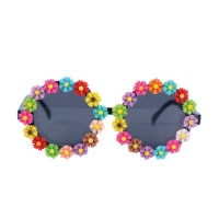 Óculos hippie com flores multicoloridas