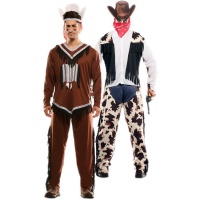Fato de cowboy e de índio para adulto
