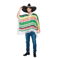 Fato de mexicano com poncho para homem