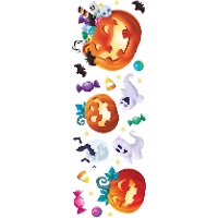 Decoração de parede adesiva de fantasmas e abóboras 25 x 70 cm